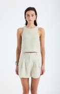 Monlicia Reve 100% Linen Relaxed Fit High-Waist Shorts