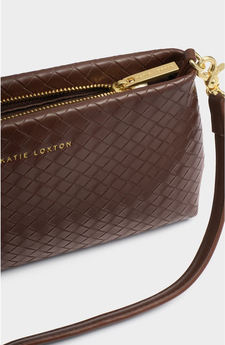 Katie Loxton Nova Small Shoulder Bag, Alternate, color, Dark Chocolate Woven
