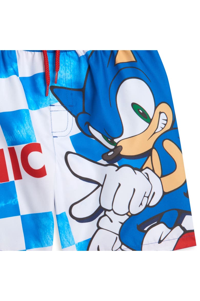 Sonic the Hedgehog Swimwear Swim Trunks, Alternate, color, Sonic Checker Blue