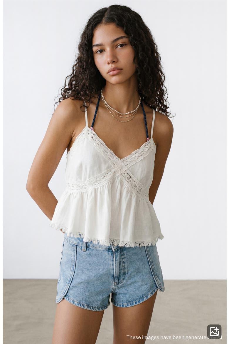 Kids' Fringe Detail Cotton Shell, Alternate, color, OFF WHITE