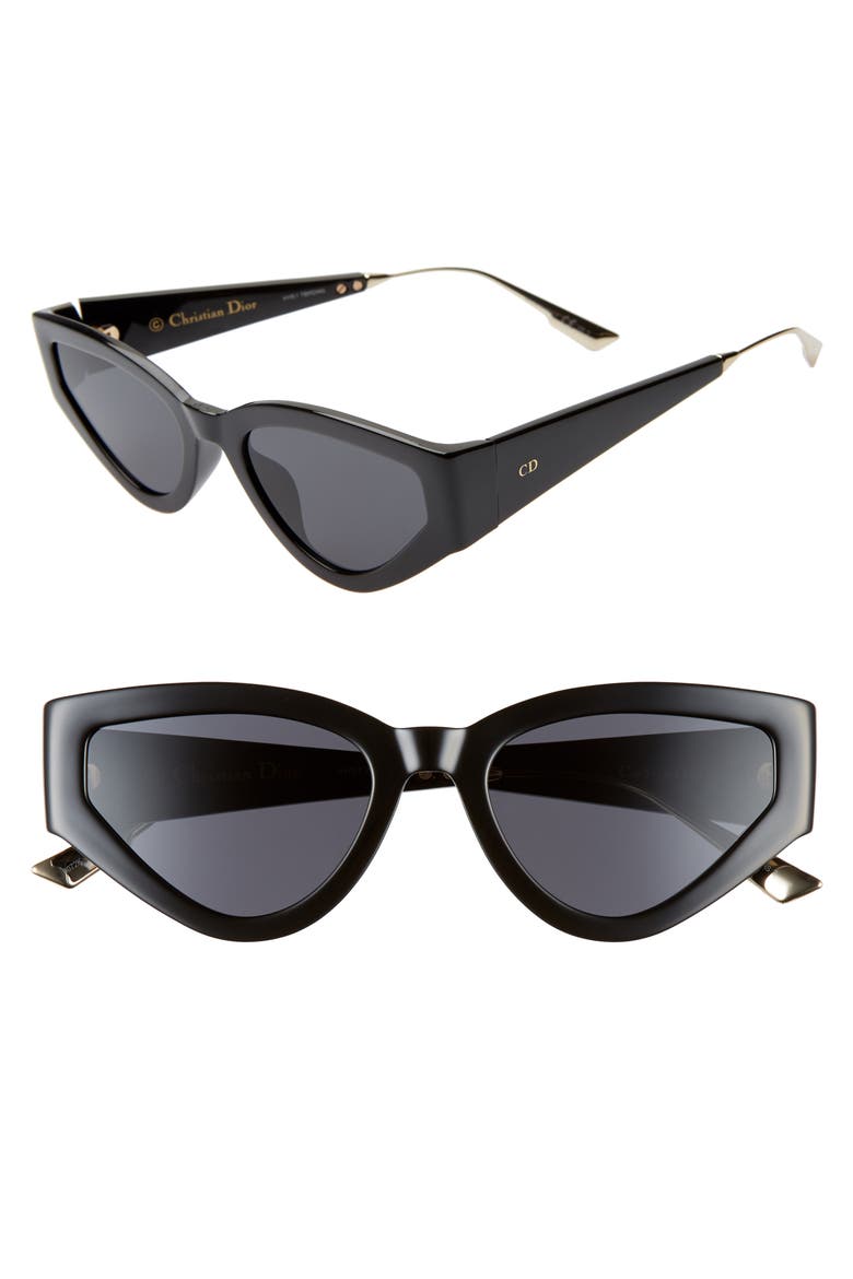 Catstyle1 53mm Cat Eye Sunglasses, Main, color, BLACK/ GREY AR