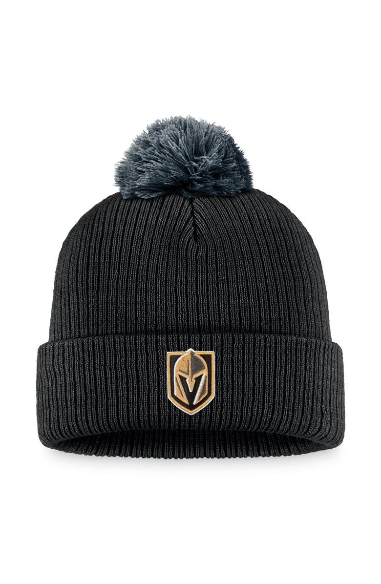 FANATICS Men's Fanatics Branded Black Vegas Golden Knights Team Cuffed Knit Hat with Pom, Main, color, 