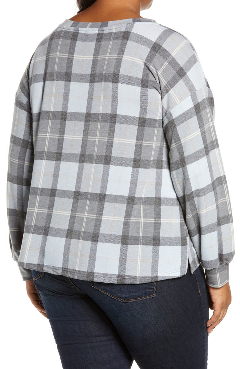 Bobeau French Terry Plaid Shirt, Alternate, color,