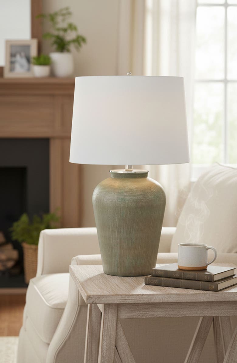 A & B Home Round Table Lamp, Alternate, color, Rustic Silver Matte