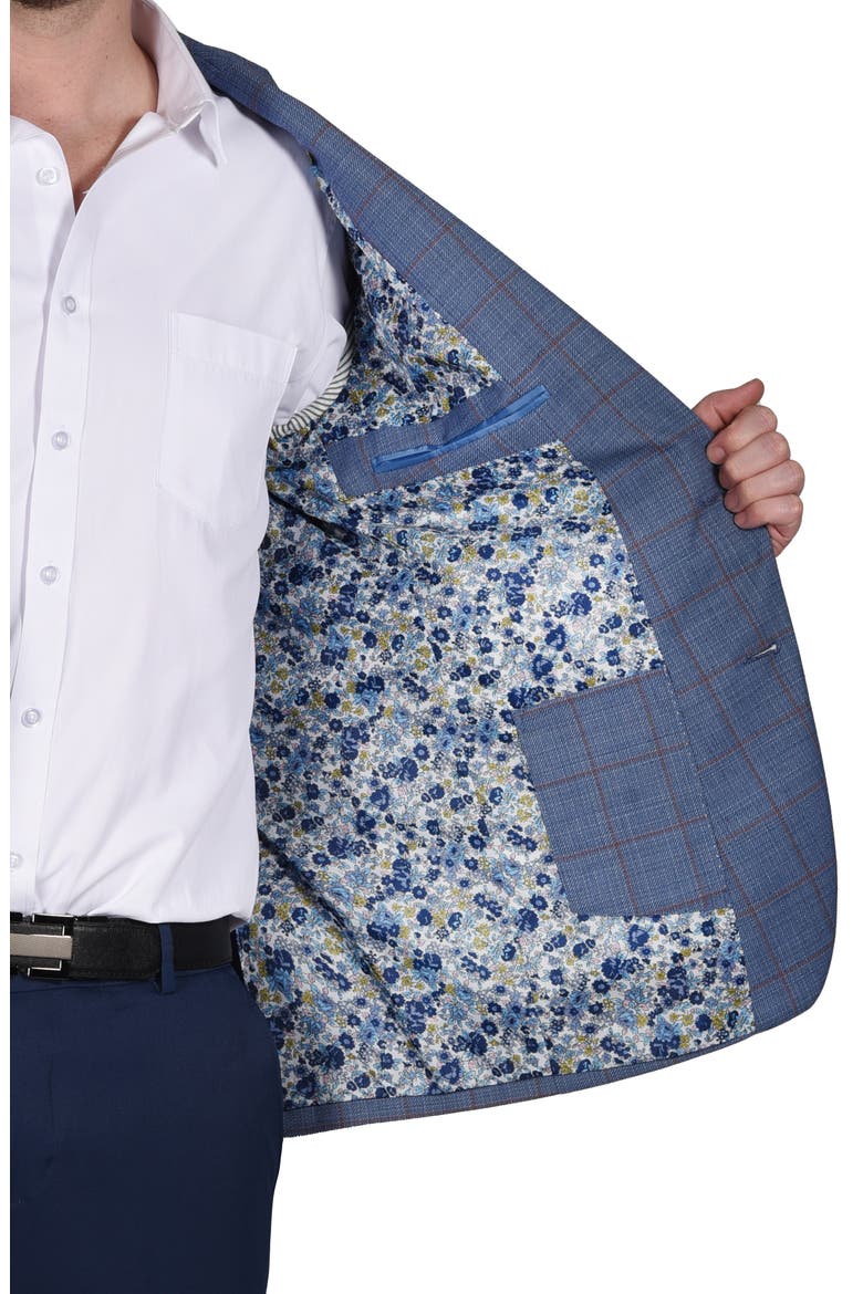 Windowpane Stretch Wool Blend Sport Coat, Alternate, color, BLUE
