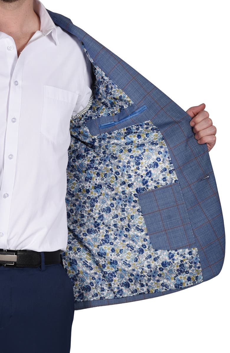 CRICKETEER Windowpane Stretch Wool Blend Sport Coat, Alternate, color, Blue