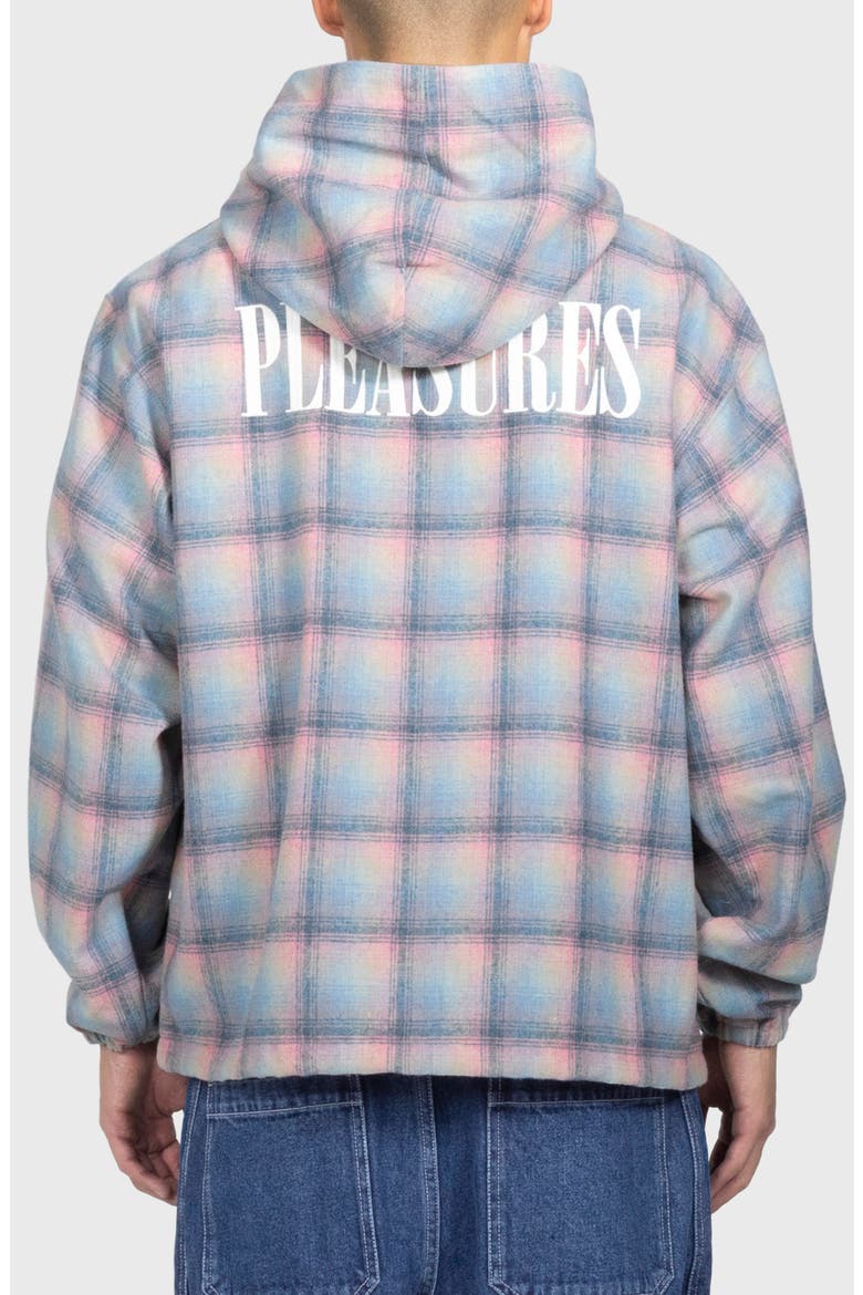 Sender Oversize Ombré Check Cotton Flannel Hoodie, Alternate, color, PINK