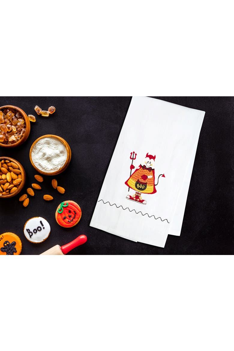 Candy Corn Devil Halloween Guest Towel, Alternate, color, Red