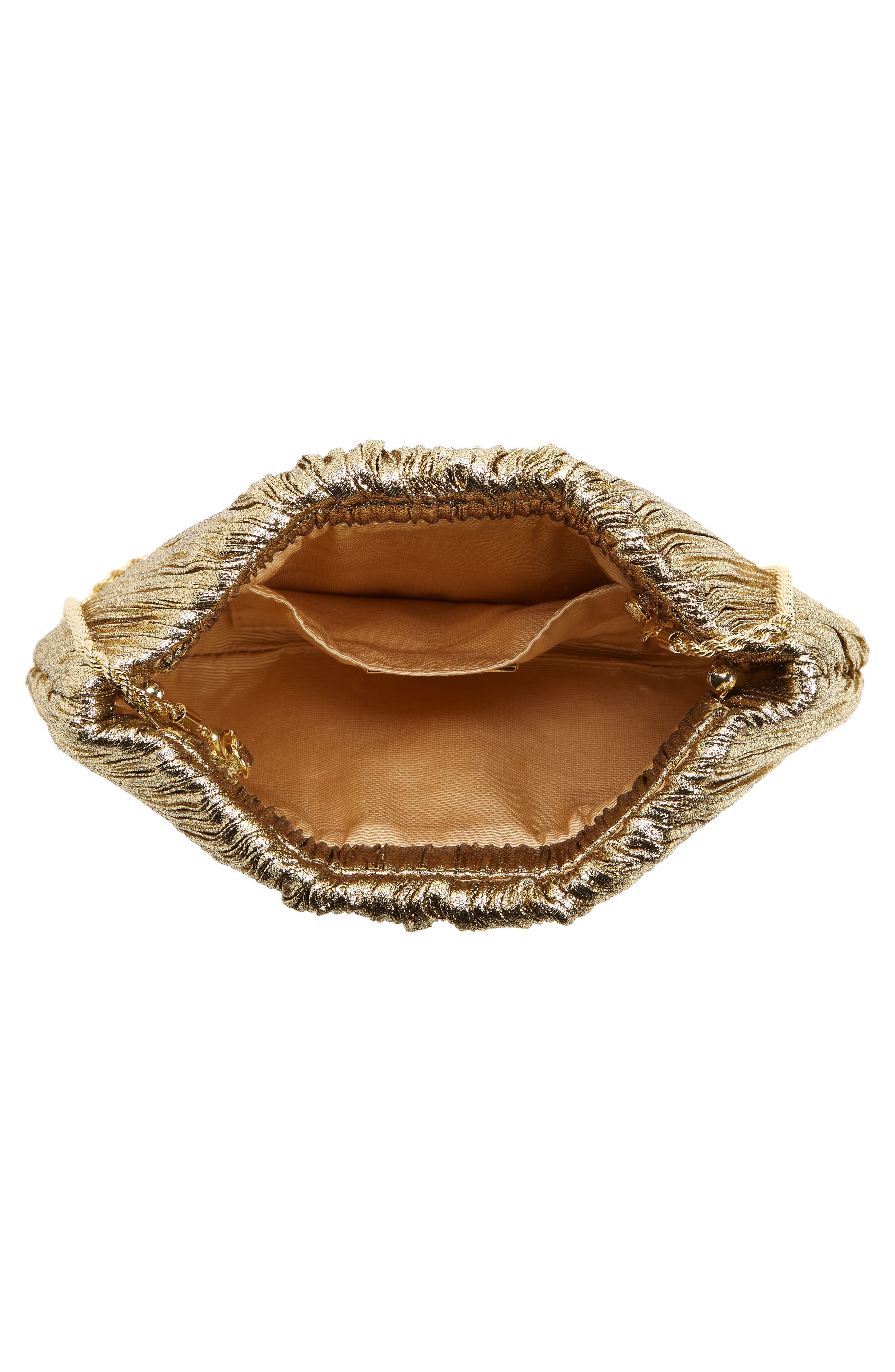 Brit Pleated Clutch, Alternate, color, ORO