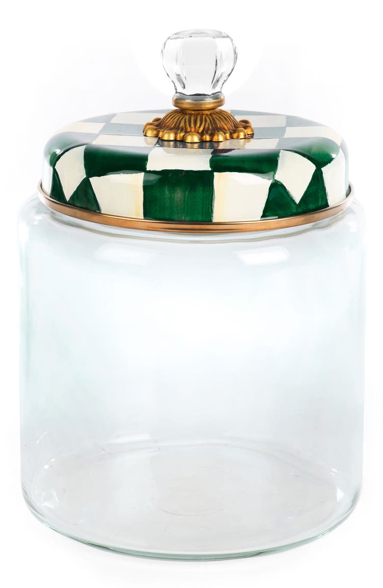 MACKENZIE CHILDS Emerald Check Large Kitchen Canister, Main, color, Emerald