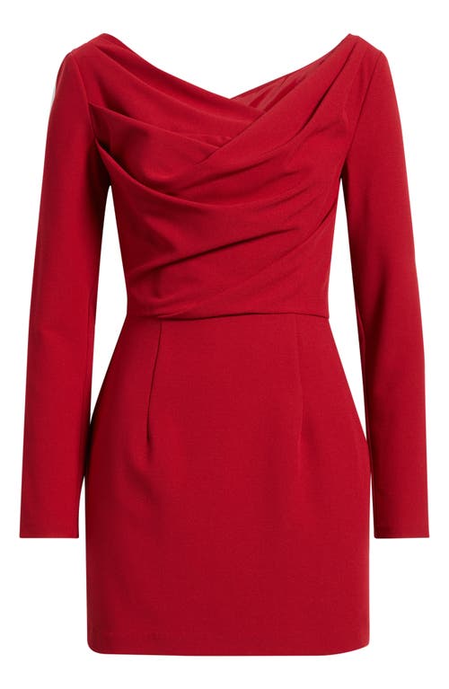 Black Halo Asymmetric Neck Long Sleeve Minidress In Red