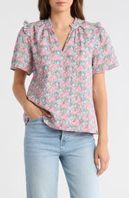 SUGARLIPS Gemalee Eyelet Mei Split Neck Top