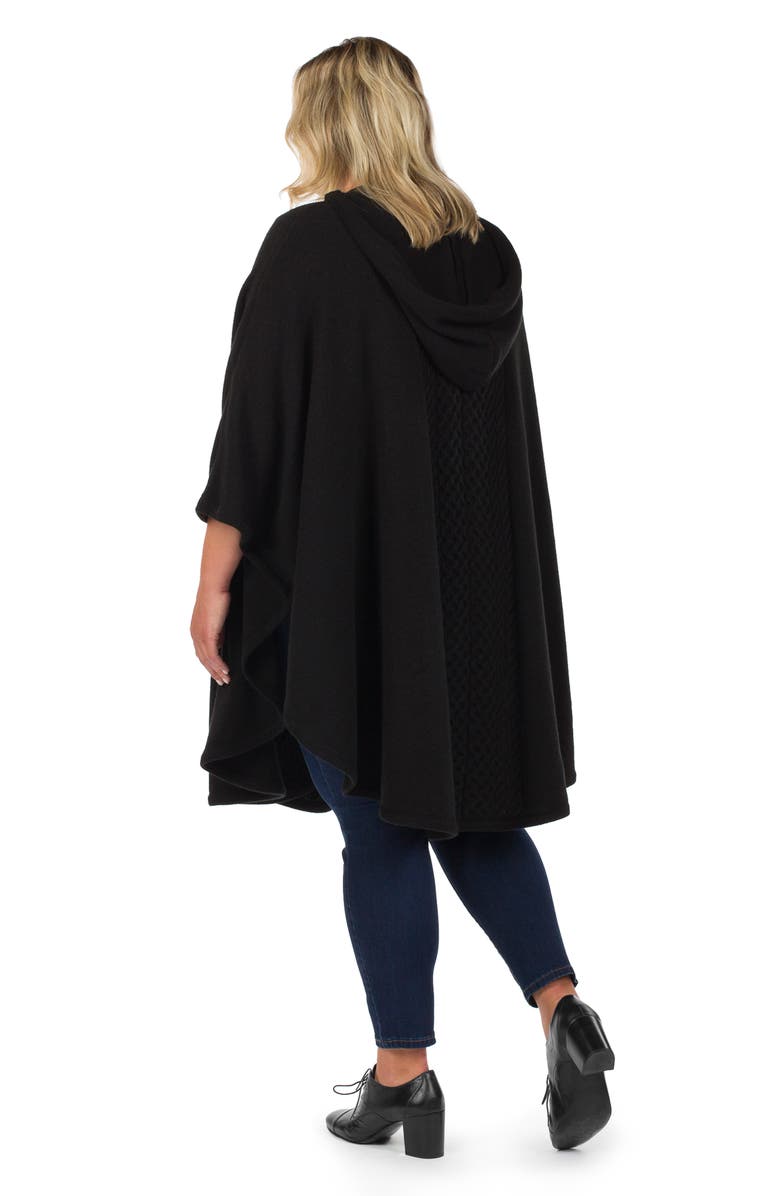 Patricia Nash Cable Knit Hooded Cape, Alternate, color, Black