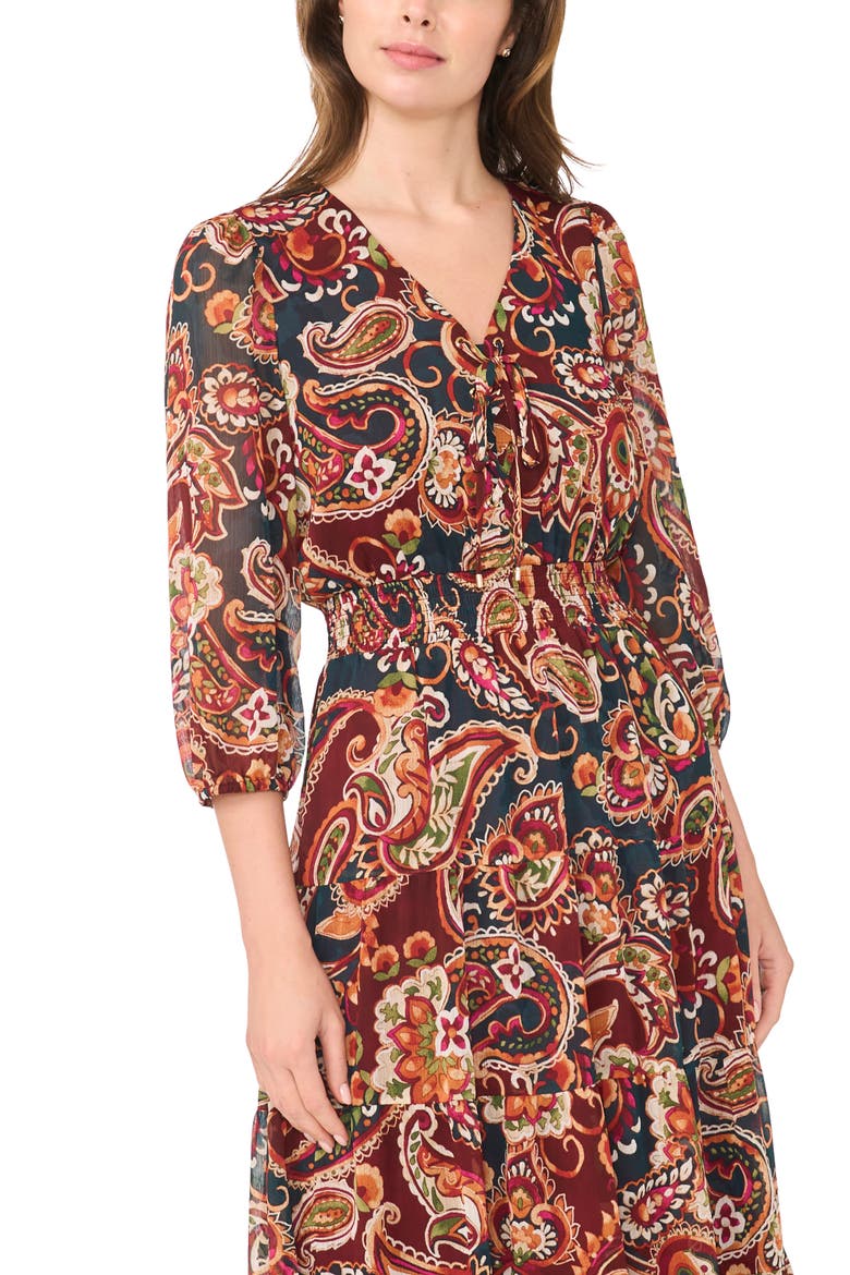 Smocked Printed Maxi Dress, Alternate, color, BLUE MULTI