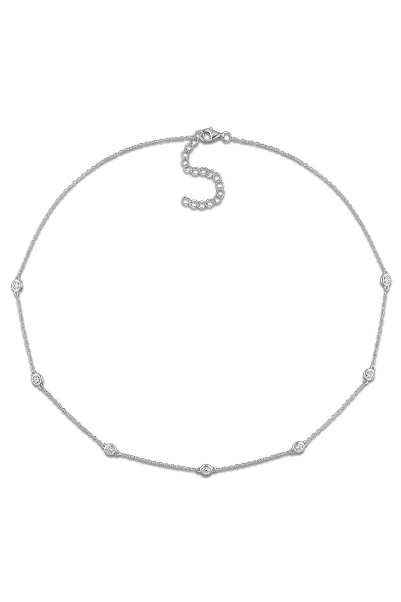 7/8 CTW Lab-Grown Diamond Station Necklace, Alternate, color, Sterling Silver
