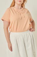 English Factory Beaded Bow Cotton T-Shirt