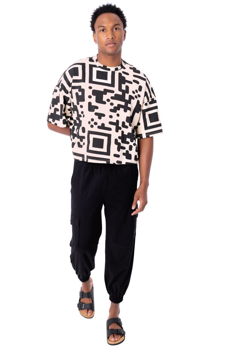 QR Code Cropped Boxed T-shirt, Main, color, Black