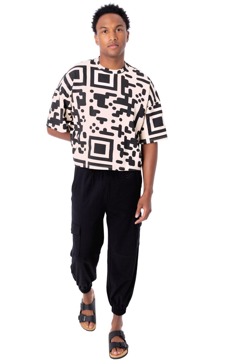 Dai Moda QR Code Cropped Boxed T-shirt, Main, color, Black