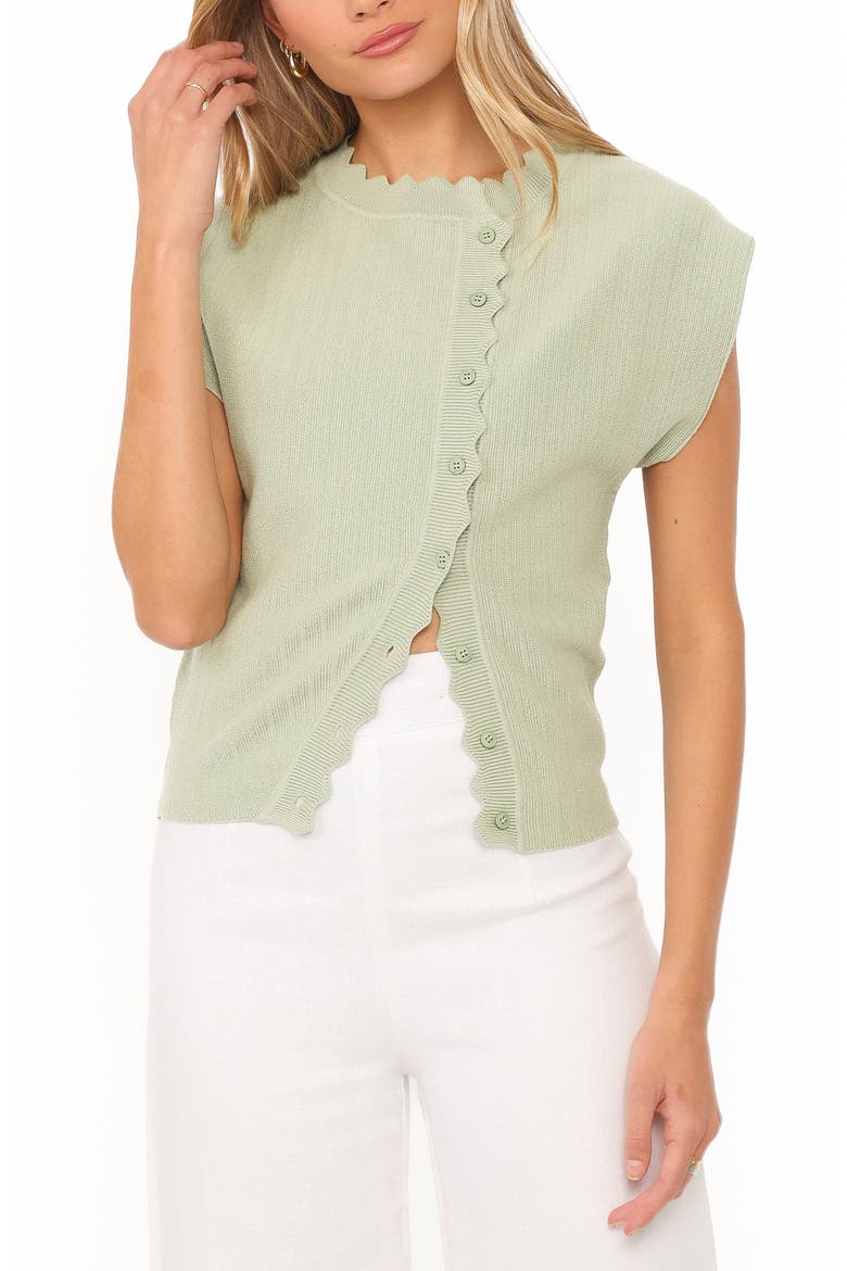 Mackie Scalloped Ribbed Top, Main, color, SAGE