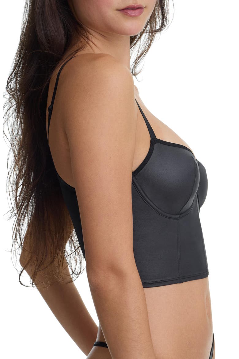 Late Night Faux Leather Corset Cami, Alternate, color, Black