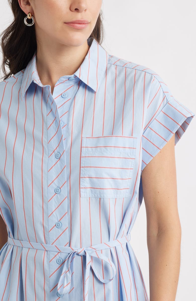 Caslon<sup>®</sup> Stripe Cotton Mini Shirtdress, Alternate, color, Blue Windsurfer Jen Stripe