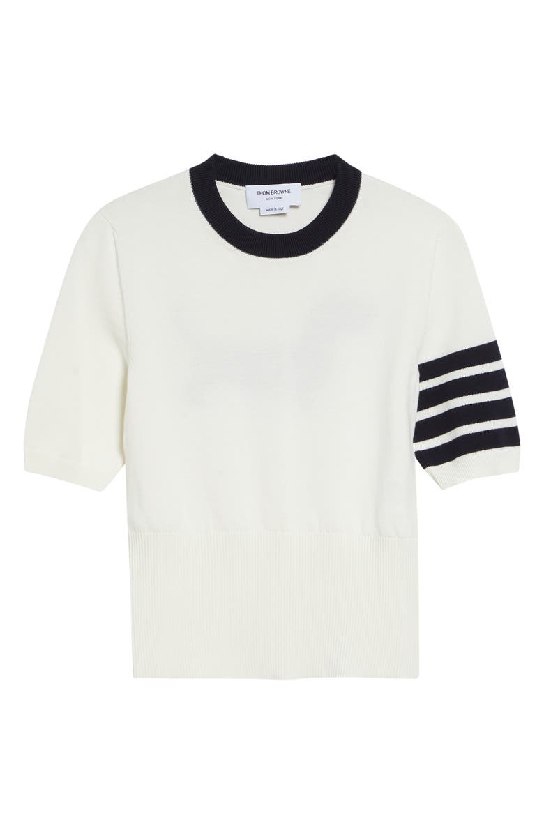 Thom Browne Hector Short Sleeve Sweater, Main, color, White