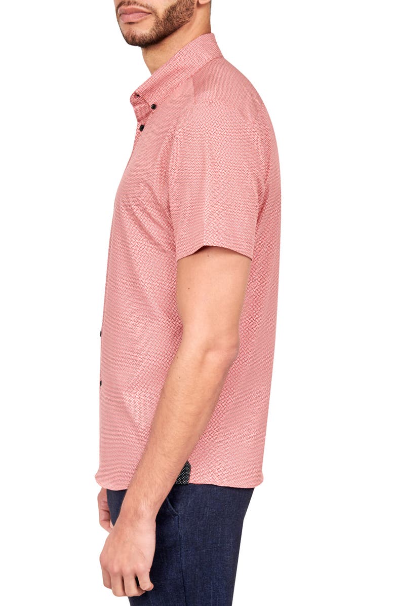 Brooklyn Brigade Slim Fit Wavy Geo 4-Way Stretch Performance Short Sleeve Shirt, Alternate, color, Orange