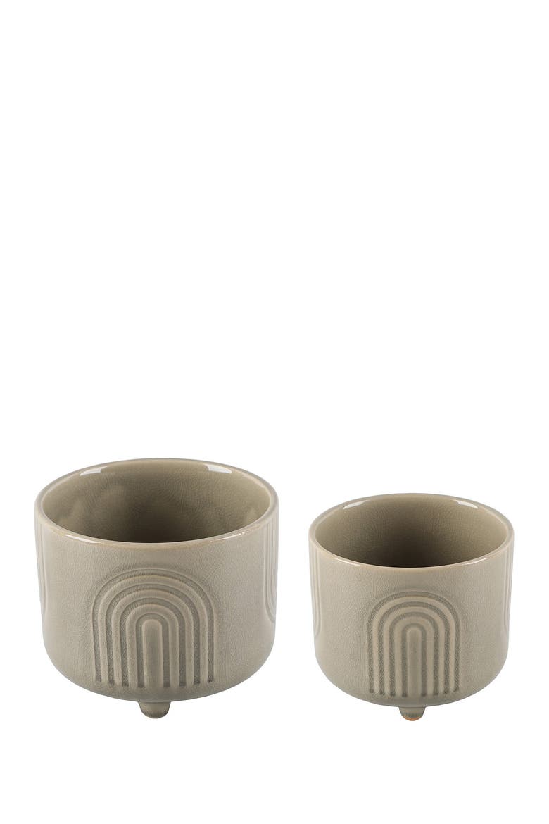 Rainbow Gray Ceramic Planters Set, Main, color, OLIVE GREEN