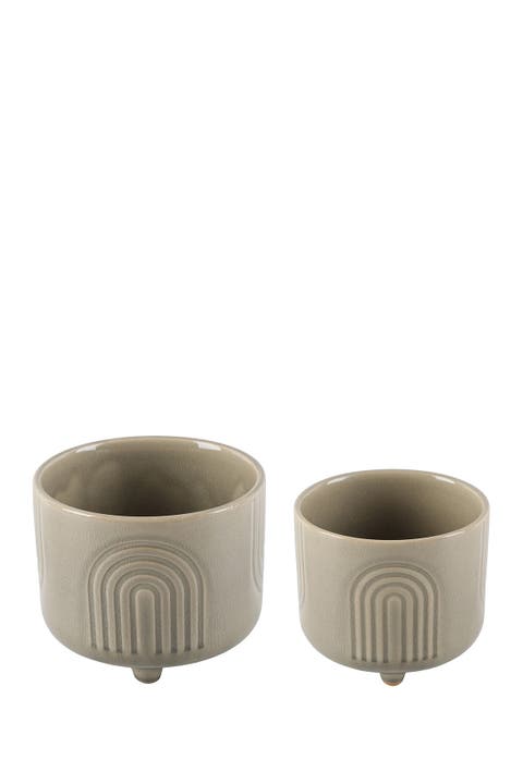 Rainbow Gray Ceramic Planters Set