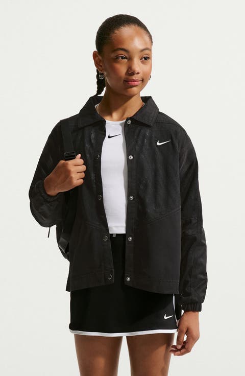 Kids' Sportswear Mesh Panel Snap Jacket