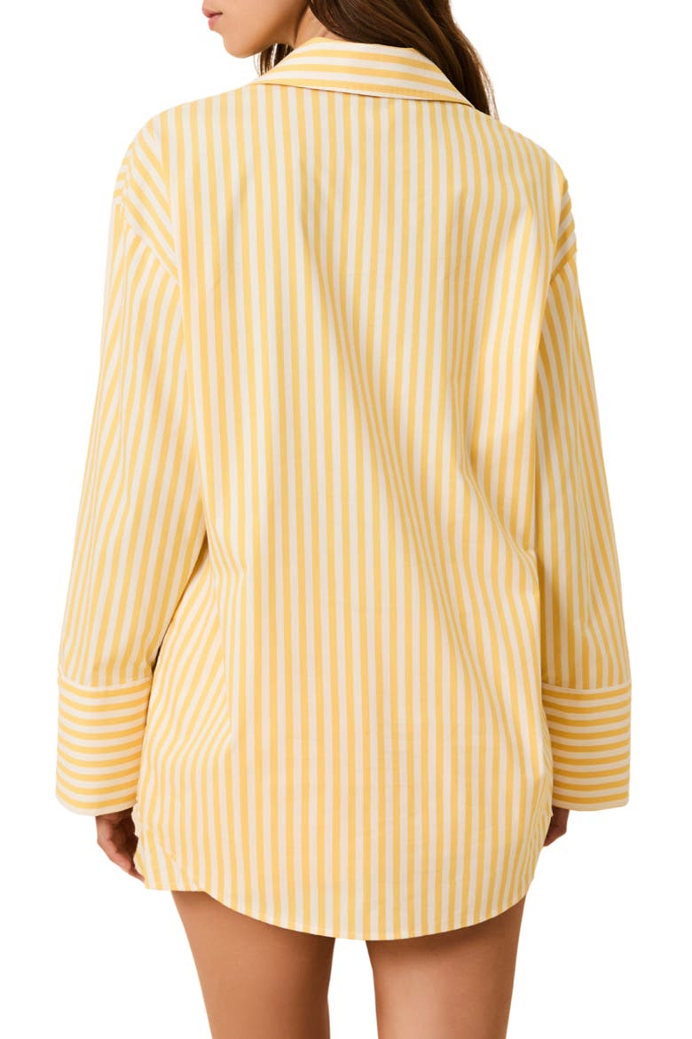 The Livia Stripe Tunic Dress, Alternate, color, LEMON DROP X BRULE