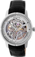 Heritor Automatic Ryder Skeleton Leather-Band Watch