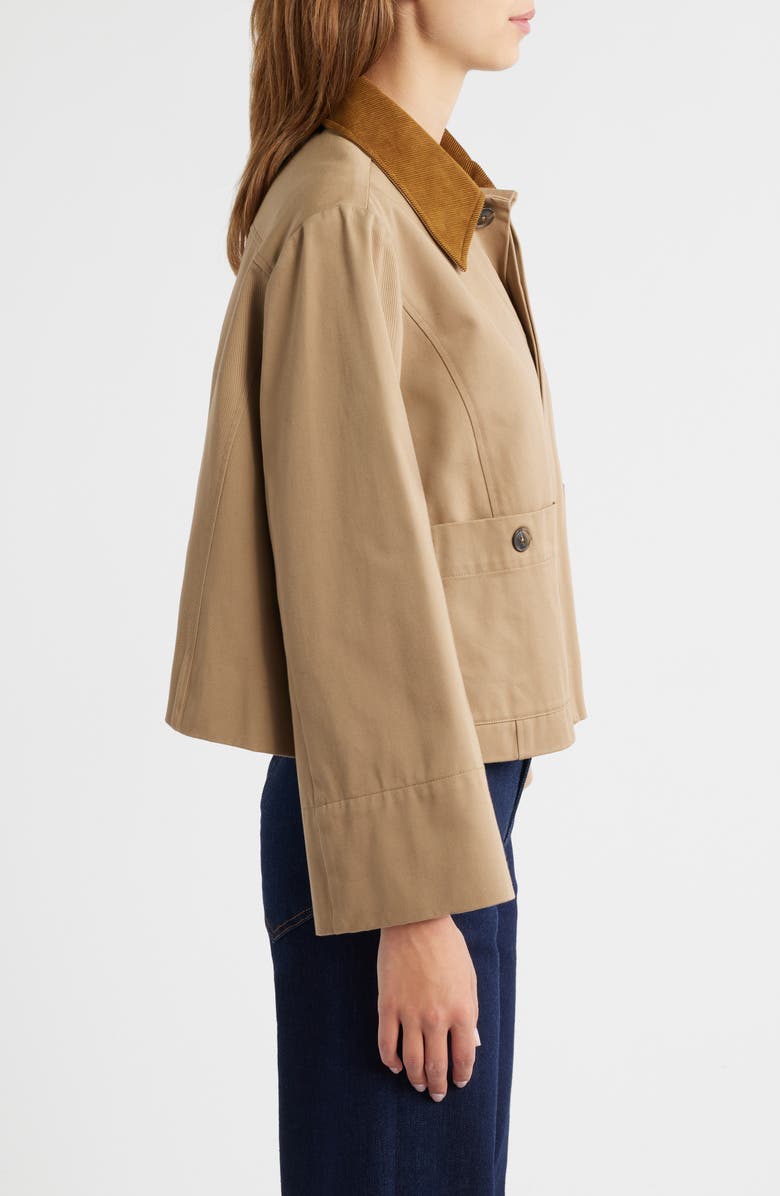 FRAME Corduroy Collar Crop Jacket, Alternate, color, Khaki
