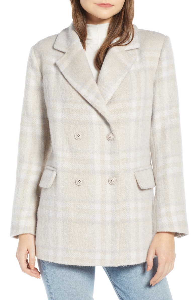 Something Navy Double Breasted Plaid Jacket, Alternate, color,