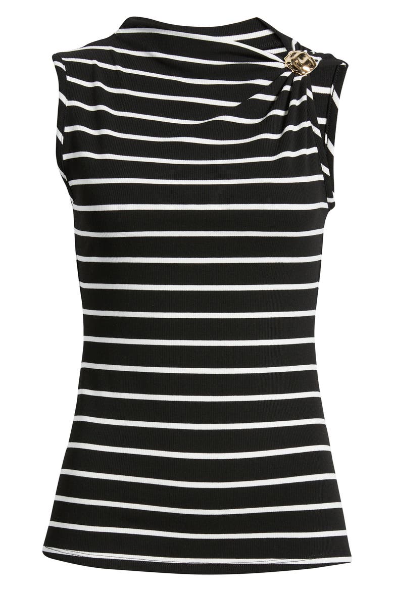 Stripe Side Twist Rib Top, Alternate, color, BLACK/ IVORY