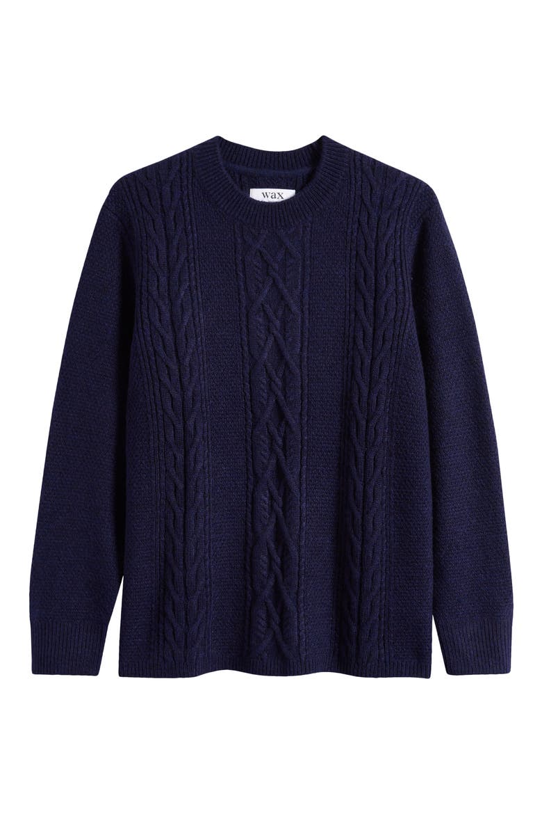 Hyatt Brushed Cable Crewneck Sweater, Alternate, color, NAVY