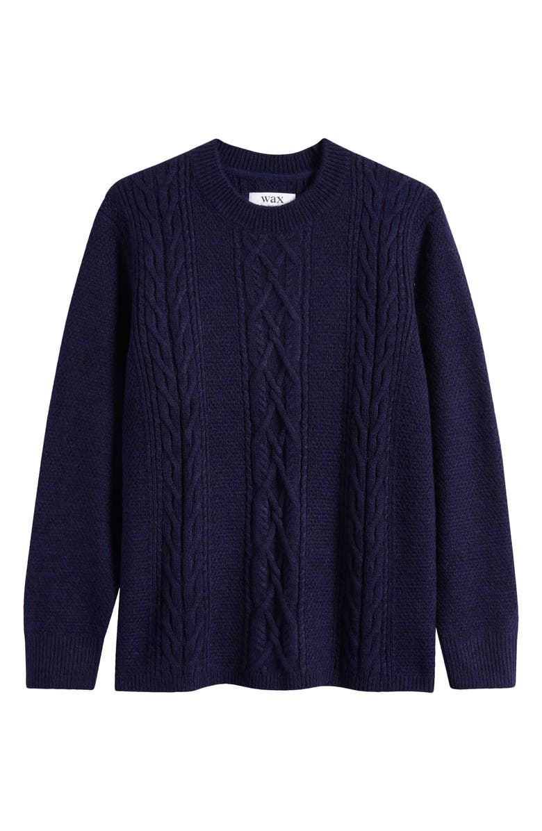 Wax London Hyatt Brushed Cable Crewneck Sweater, Alternate, color, Navy