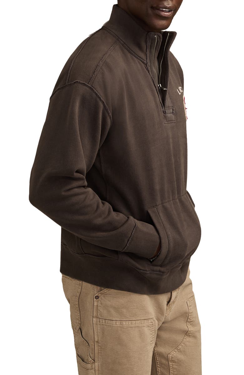 Lucky Brand Half Zip Logo Sweatshirt, Alternate, color, Raven