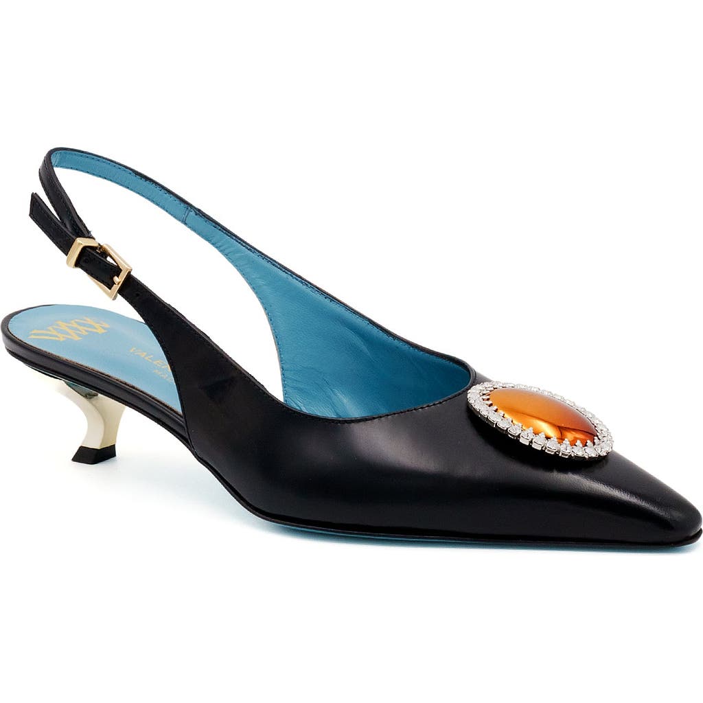 Valentina Rangoni Veronika Low Heel Sling Pump In Black Luce