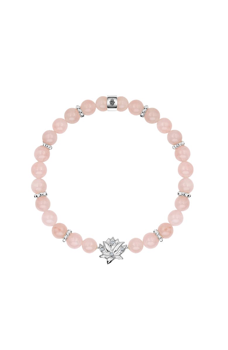 Karma and Luck Emotion Renewal - Rose Quartz Lotus Charm Bracelet, Main, color, Pink/Silver