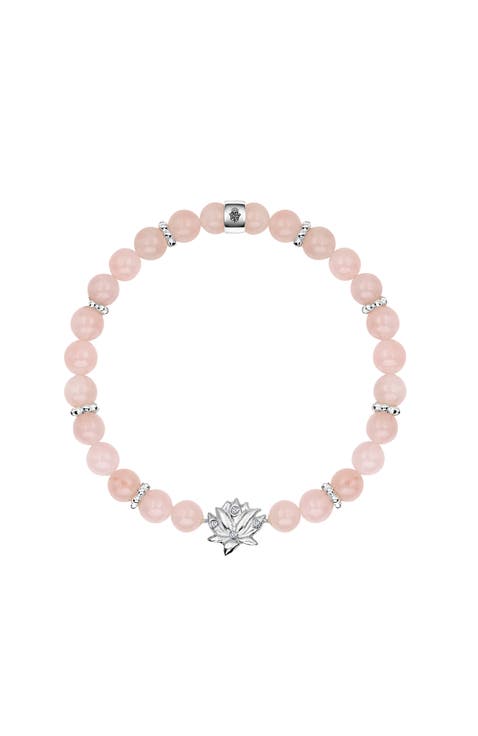 Emotion Renewal - Rose Quartz Lotus Charm Bracelet