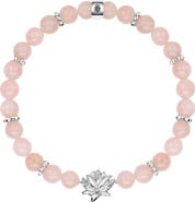 Karma and Luck Emotion Renewal - Rose Quartz Lotus Charm Bracelet