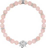 Karma and Luck Emotion Renewal - Rose Quartz Lotus Charm Bracelet