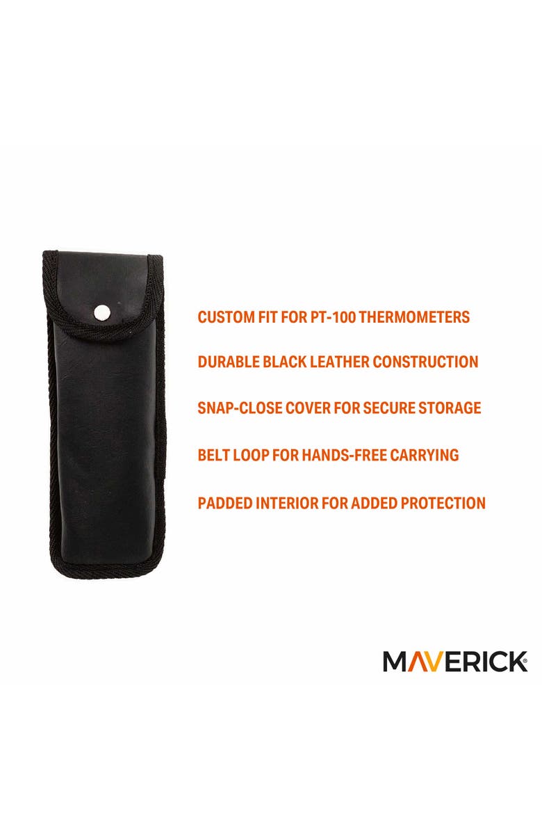 Maverick Protective Leather Case for PT-100 Thermometer, Alternate, color, Black