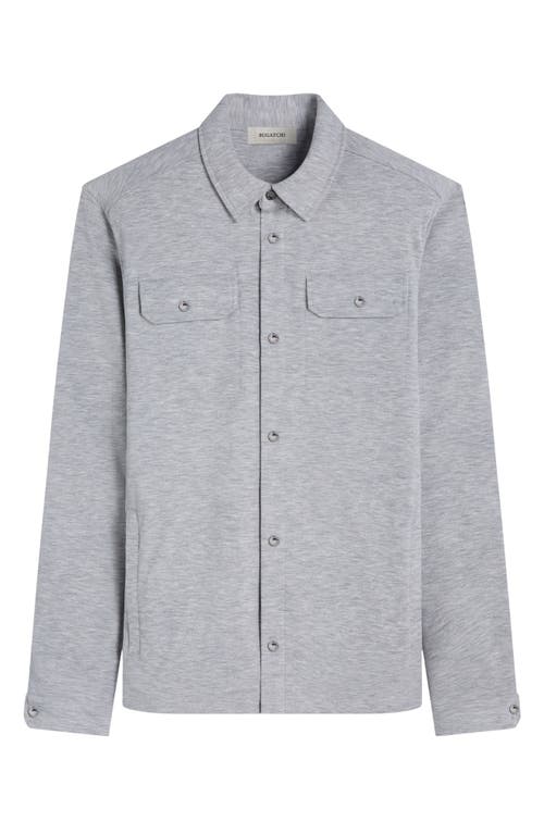 Bugatchi Heathered Kint Snap-up Shirt Jacket In Gray