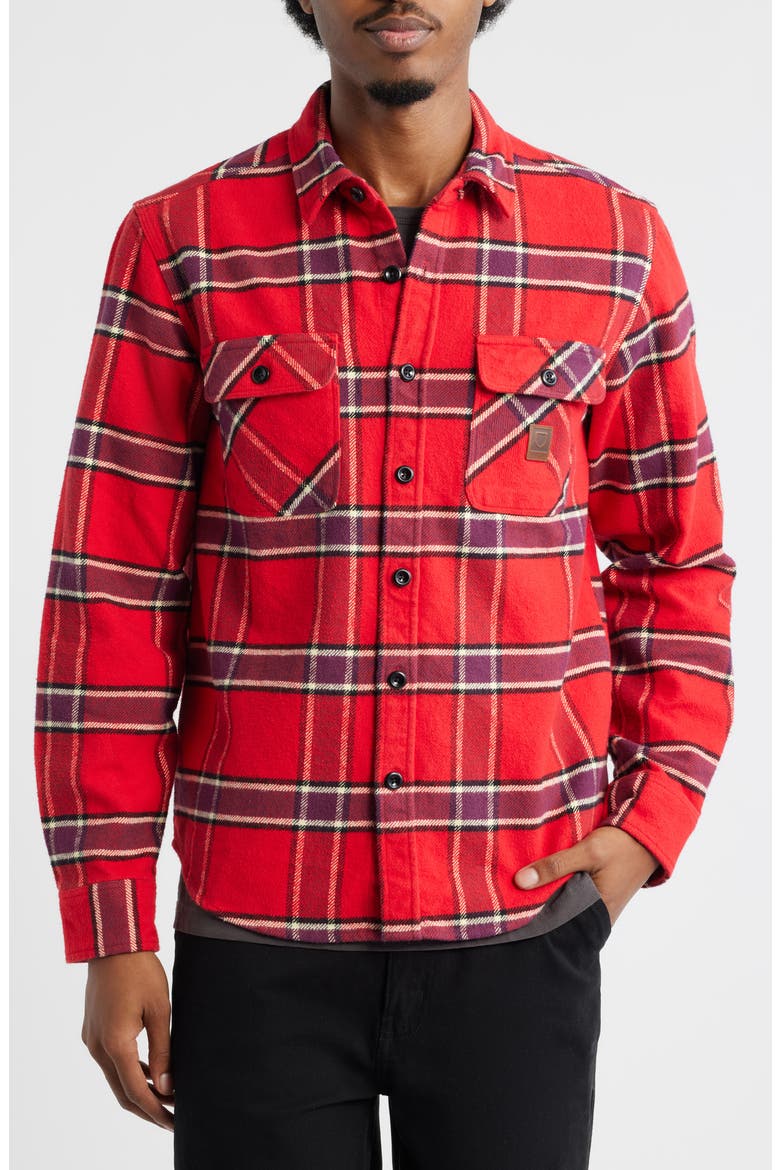Bowery Standard Fit Plaid Heavyweight Cotton Flannel Button-Up Shirt, Alternate, color, ADRENALINE RUSH