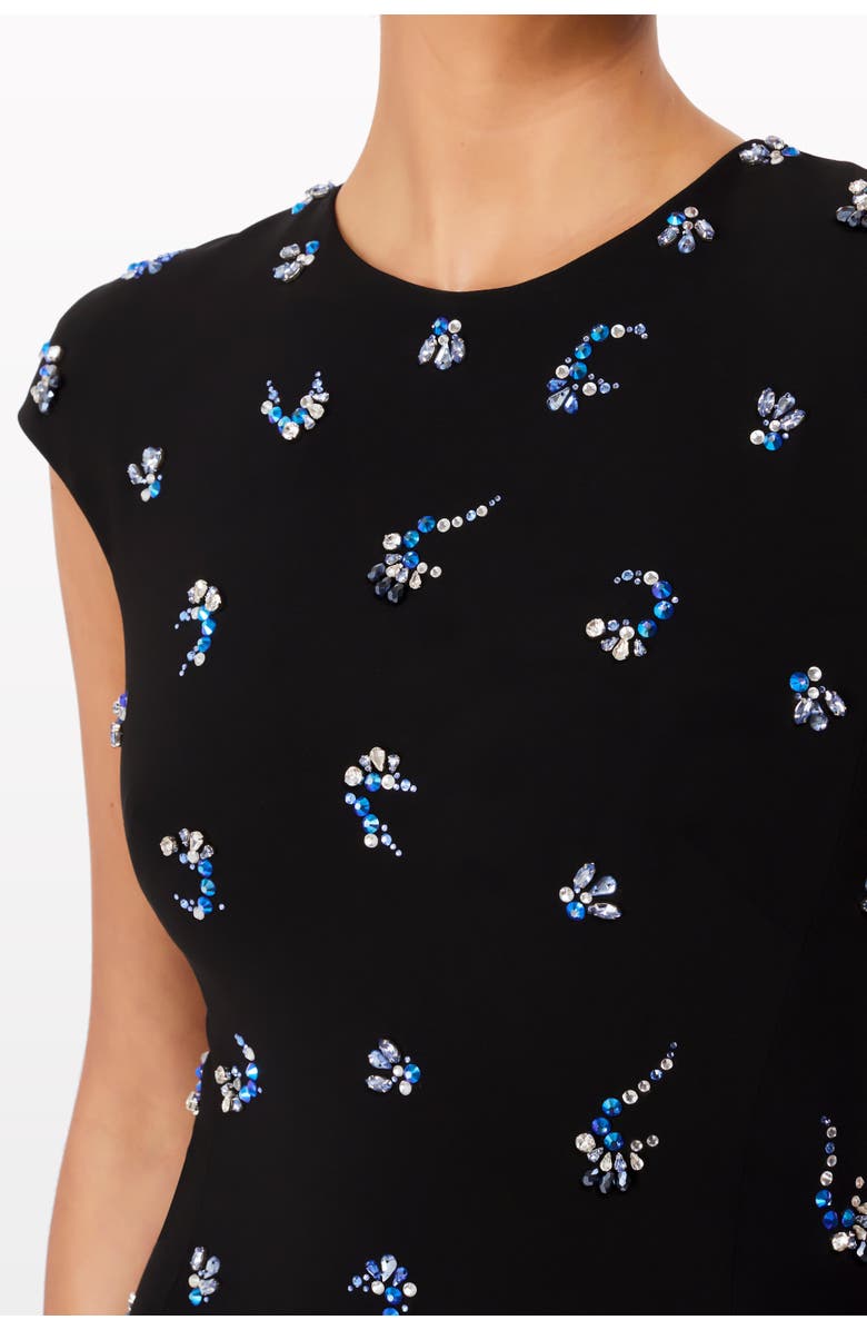 Jenny Packham Hydra Embellished Cap-Sleeve Midi Dress, Alternate, color, Liquorice