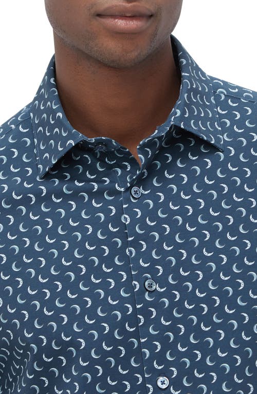 Bugatchi James Ooohcotton® Moon Print Button-up Shirt In Navy