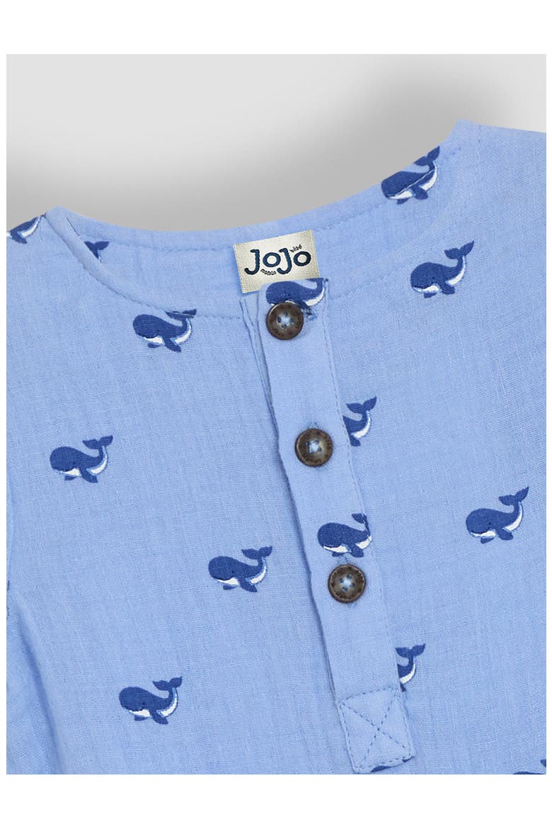 Whale Print Cotton Gauze Romper, Alternate, color, BLUE
