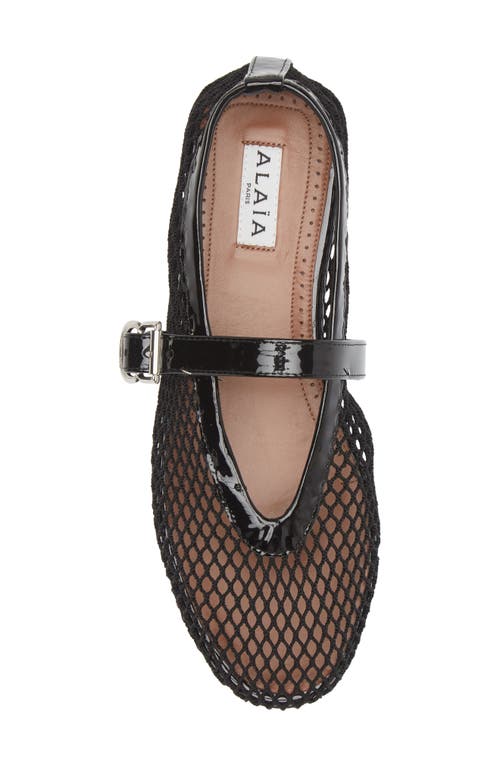Alaïa Alaia Black Mesh Ballerina With Patent Leather In Black
